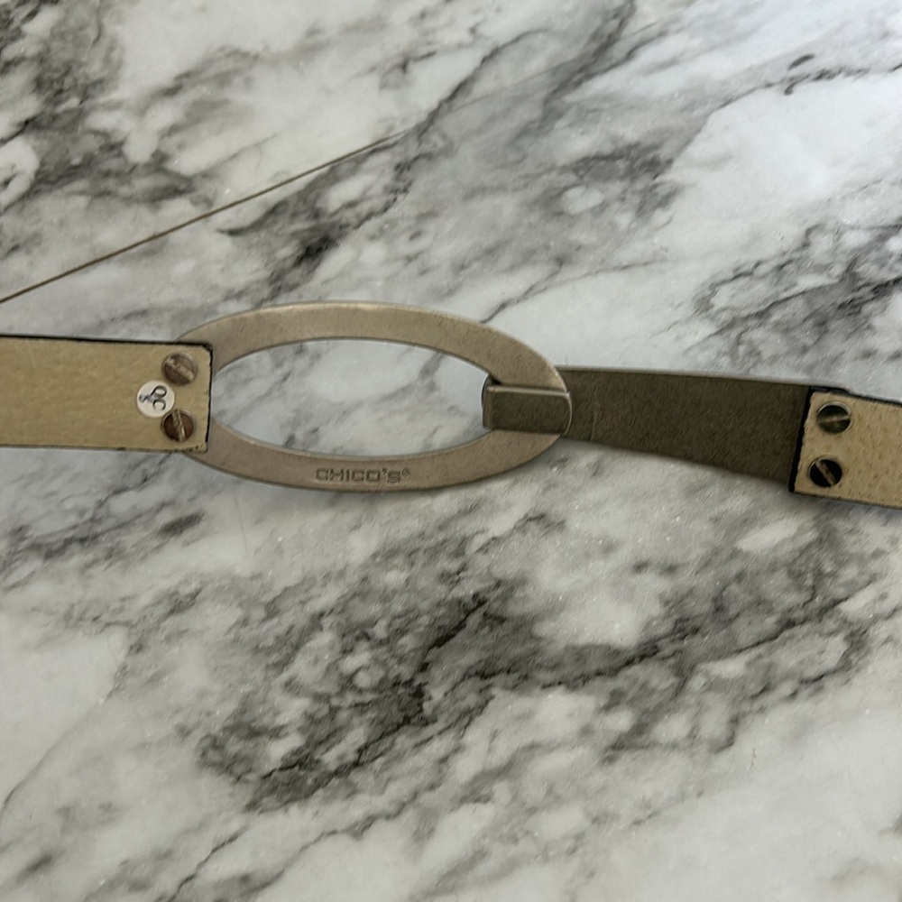 Chico’s Belt Genuine Leather black with silver buckle small medium adjustable - Picture 5 of 8